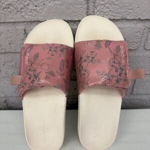 Vionic Kera Women’s Adjustable Pink & Gray Floral Slides Sandals Size 7